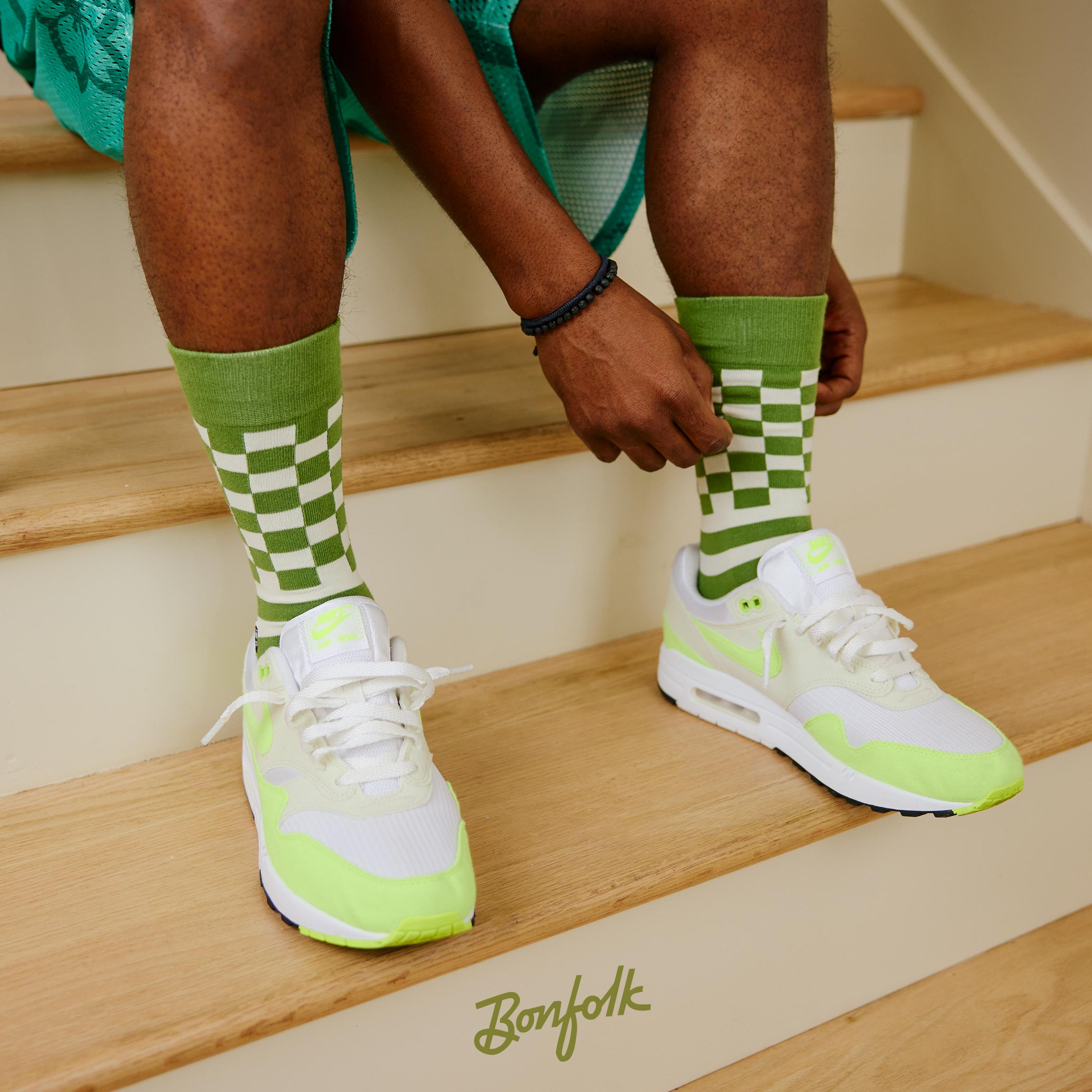 Checker Stripe Olive Socks