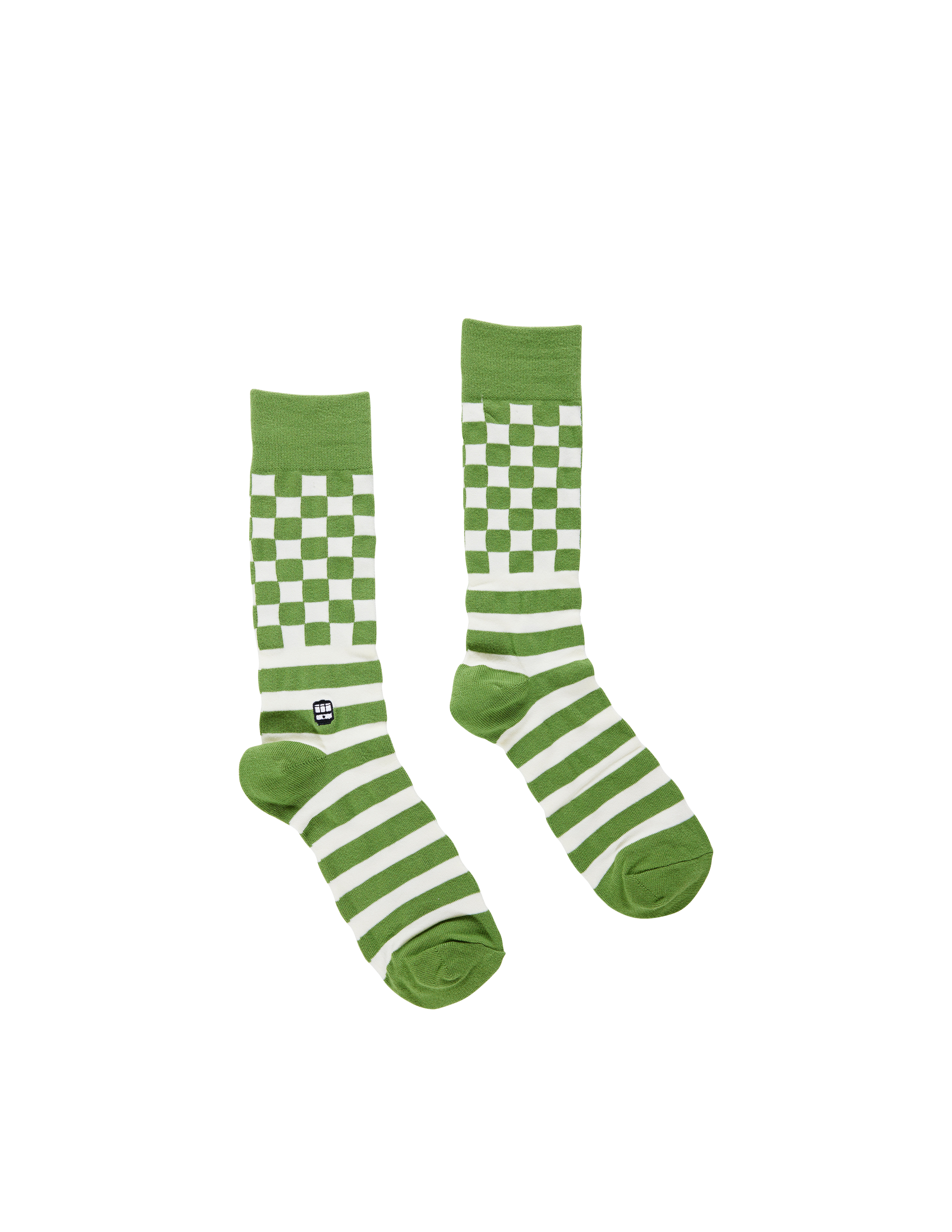Checker Stripe Olive Socks