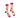 Pair of Christmas-themed socks with red cuffs on a white background