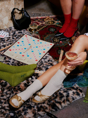 Bonfolk Ribbed Metallic Mid Crew Socks