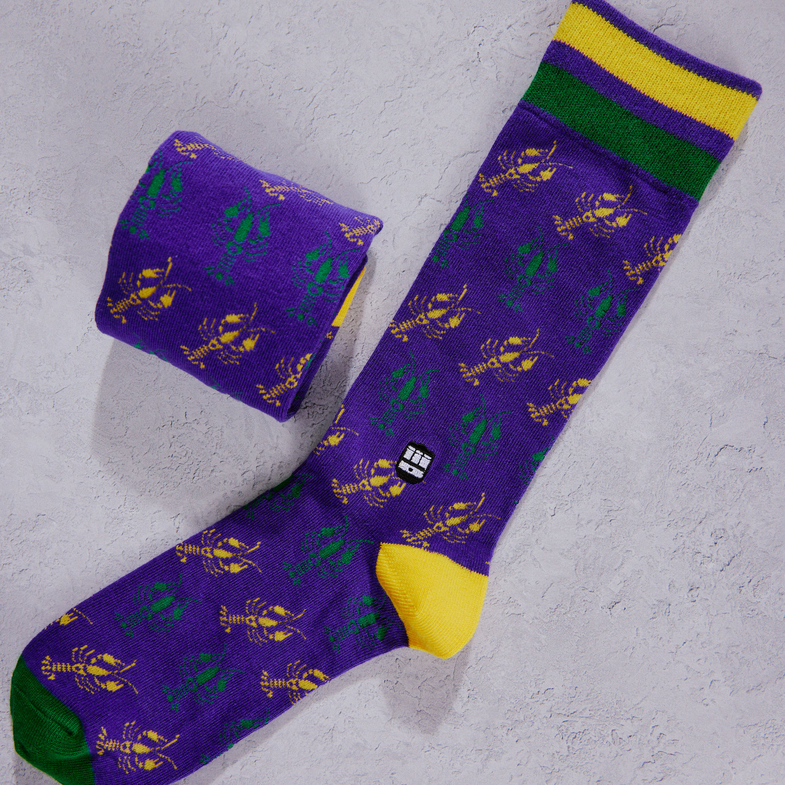 Crawfish Mardi Gras Socks