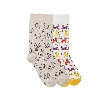 Cat and Kittycat patterned premium cotton socks by Bonfolk