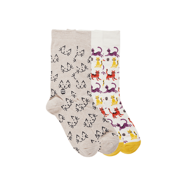 Cat and Kittycat patterned premium cotton socks by Bonfolk