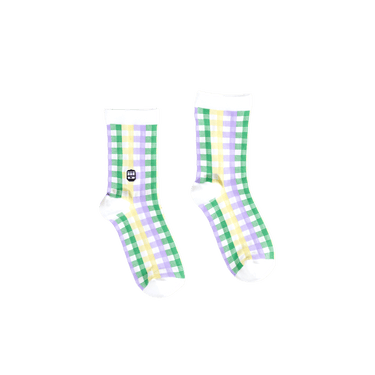 Mardi Gras Gingham Mid Crew Socks - Bonfolk