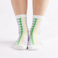 Mardi Gras Gingham Mid Crew Socks - Bonfolk