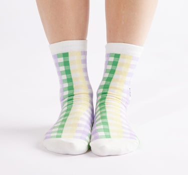 Mardi Gras Gingham Mid Crew Socks - Bonfolk