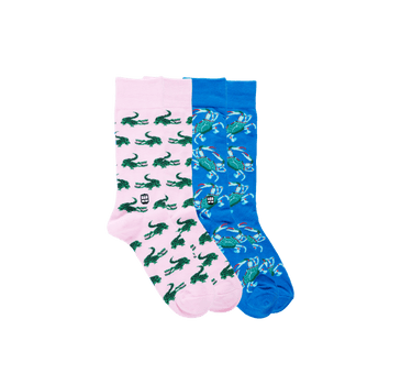 Pink Gator & Blue Crab Socks 2 Pack - Bonfolk