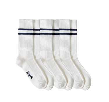 Retro Stripe Crew Socks 3 Pack - Cloud White - Bonfolk