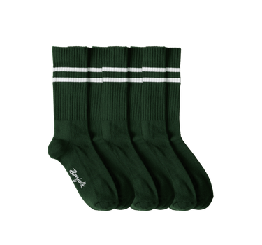 Retro Stripe Crew Socks 3 Pack - Hunter Green - Bonfolk