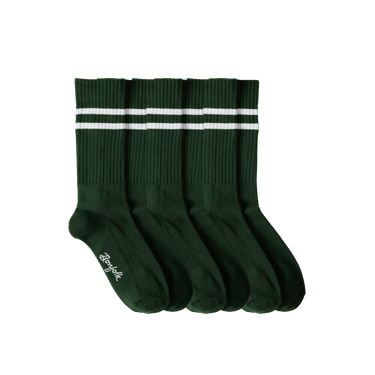 Retro Stripe Crew Socks 3 Pack - Hunter Green - Bonfolk