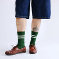 Retro Stripe Crew Socks 3 Pack - Hunter Green - Bonfolk