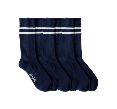 Retro Stripe Crew Socks 3 Pack - Navy - Bonfolk
