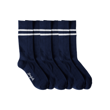 Retro Stripe Crew Socks 3 Pack - Navy - Bonfolk