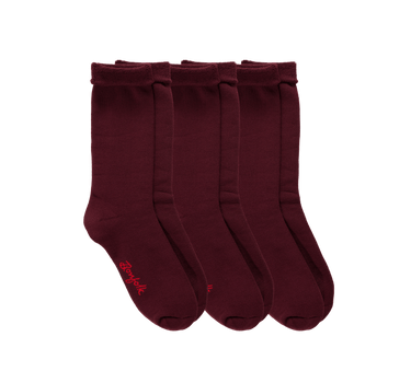 Roll Top Slouch Socks 3 Pack - Burgundy - Bonfolk