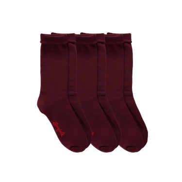 Roll Top Slouch Socks 3 Pack - Burgundy - Bonfolk