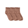 Ruffle Quarter socks Mocha 3 Pack - Bonfolk