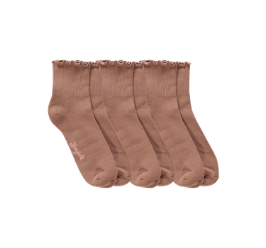 Ruffle Quarter socks Mocha 3 Pack - Bonfolk