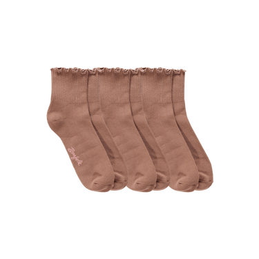 Ruffle Quarter socks Mocha 3 Pack - Bonfolk