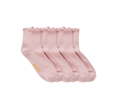 Ruffle Quarter Socks Pink 3 Pack - Bonfolk