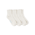 Ruffle Quarter Socks 3 Pack - Cloud White - Bonfolk