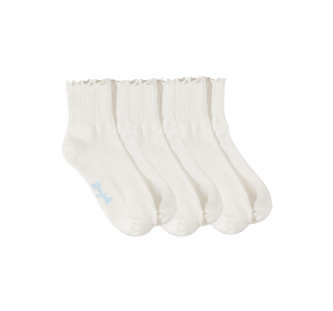 Ruffle Quarter Socks 3 Pack - Cloud White - Bonfolk