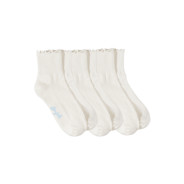 Ruffle Quarter Socks 3 Pack - Cloud White - Bonfolk